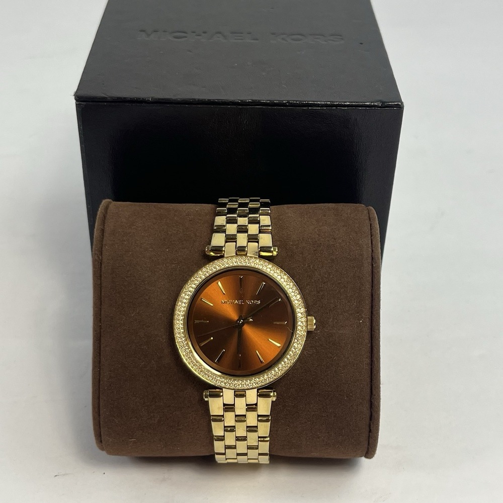 Michael Kors MK3408 Darci Mini Brown Dial Gold Tone Women's Watch w/ Box